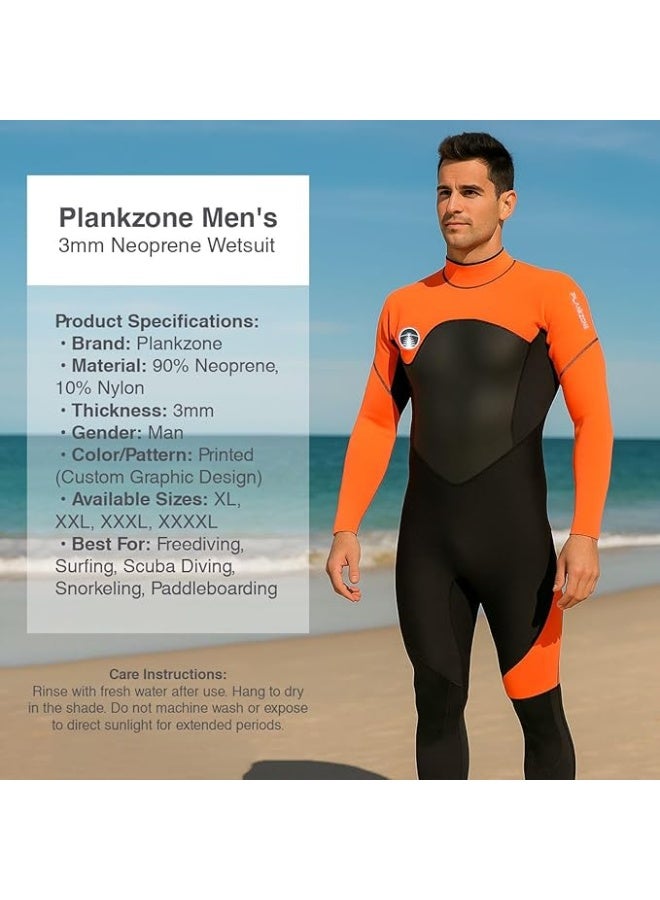 Plankzone 3MM Neoprene Super Stretch Full Body Wetsuit, Back Zipper, UV Protection, for Spearfishing, Snorkeling, Surfing, Scuba Diving - Image 2