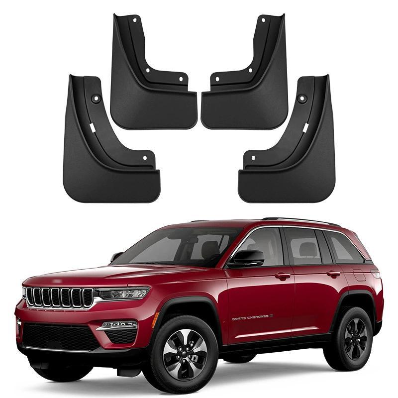 Mud Flaps: 4-Pack Soft Rubber Matte Black - Cold-Resistant Drill-Free Installation Splash Guards for 2022-2025 Jeep Grand Cherokee (W) SUV Off-Road Use - Image 1