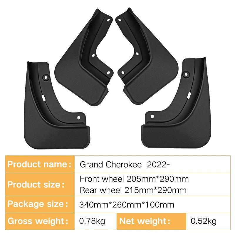 Mud Flaps: 4-Pack Soft Rubber Matte Black - Cold-Resistant Drill-Free Installation Splash Guards for 2022-2025 Jeep Grand Cherokee (W) SUV Off-Road Use - Image 3