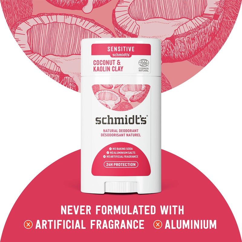 Schmidt's Aluminum Free Natural Deodorant Coconut & Kaolin Clay 2-pk for Women and Men, with 24 Hour Odor Protection, Certified Natural, Cruelty Free, Vegan Deodorant 2.65oz - Image 3