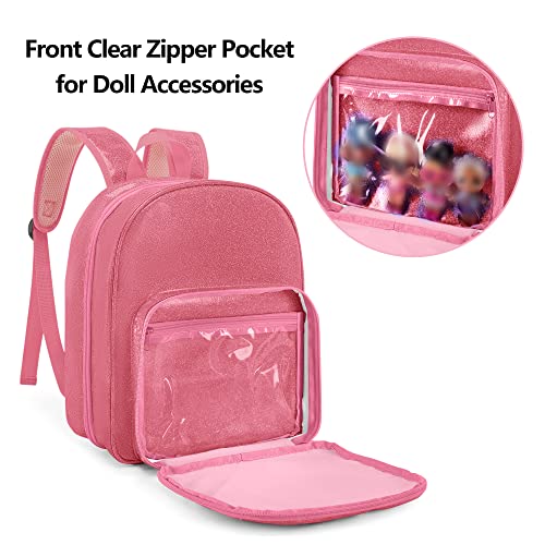 LoDrid Carrying Backpack Compatible with LOL Surprise Dolls All, Storage Case with 6 Clear Pockets for Dolls Organizer & Display, Pink, Bag Only (Patent Design) - Image 4