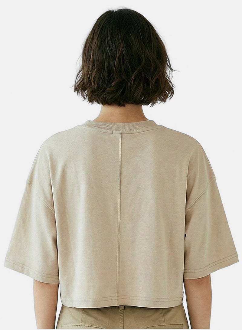 RAVIN Women Stone Cropped Boxy Fit T-Shirt with Back Seam Detail - Image 2