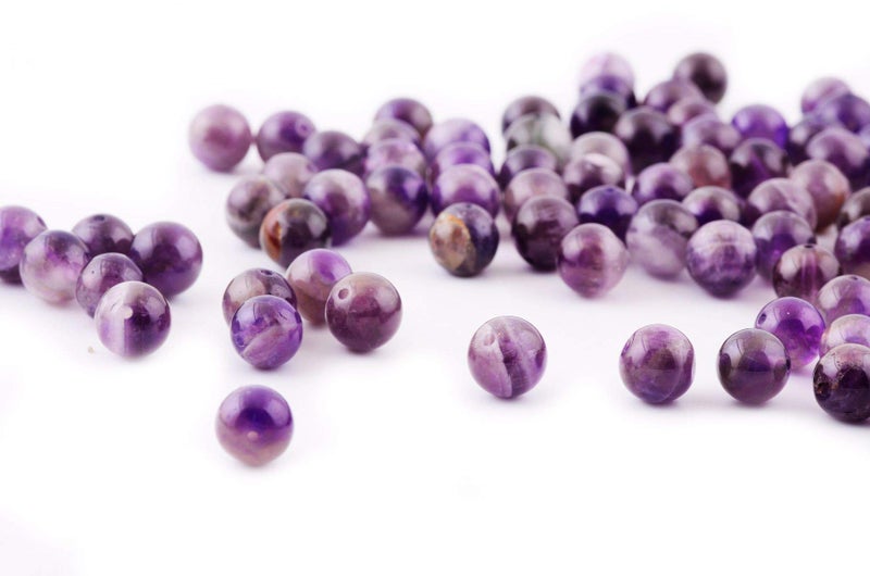 Cmidy Natural Stone Beads 100pcs 8mm Amethyst Round Genuine Real Stone Beading Loose Gemstone Hole Size 1mm DIY Charm Smooth Beads for Bracelet Necklace Earrings Jewelry Making (Amethyst) - Image 3