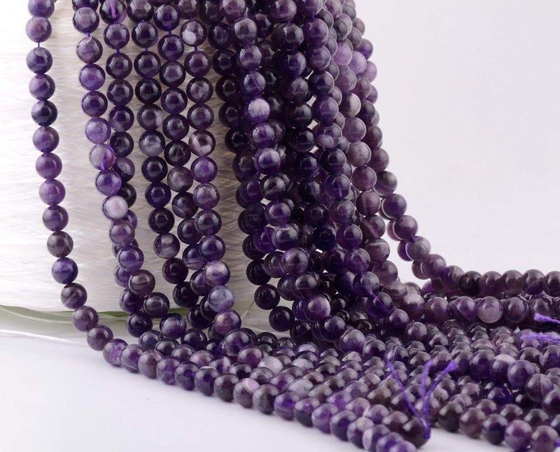 Cmidy Natural Stone Beads 100pcs 8mm Amethyst Round Genuine Real Stone Beading Loose Gemstone Hole Size 1mm DIY Charm Smooth Beads for Bracelet Necklace Earrings Jewelry Making (Amethyst) - Image 5