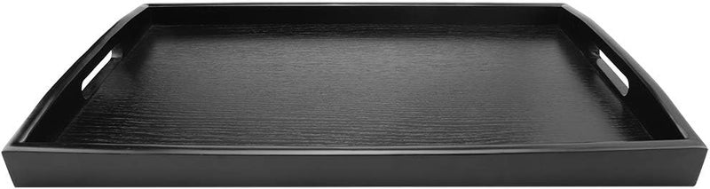 cheekyglo Wooden Tea Serving Tray,Tea Water Drinks Tray with Handle,Large,Black (19.69x 11.81 x 1.77inch) - Image 5