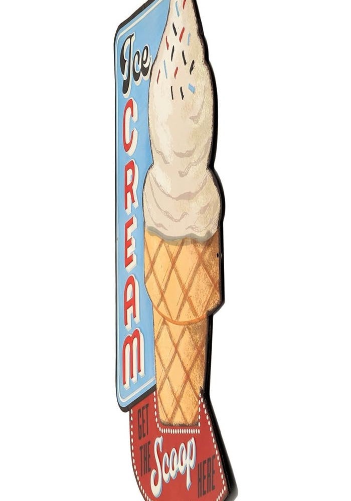 Open Road Brands Ice Cream Get The Scoop Here Embossed Metal Sign - Vintage Diner Ice Cream Sign for Kitchen or Man Cave - Image 2