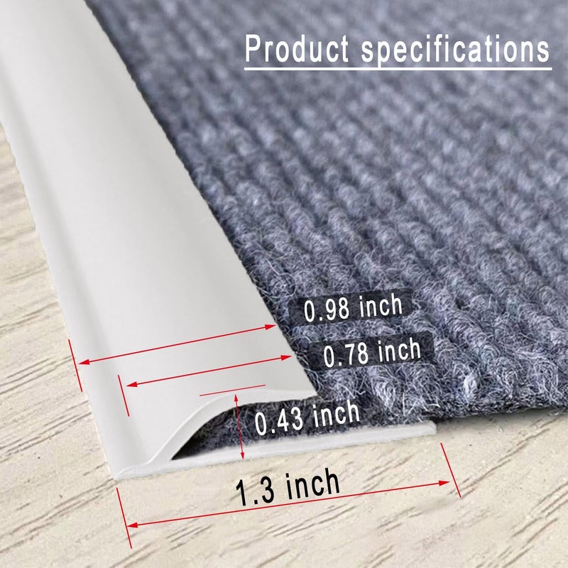 Aetherix Carpet to Tile Transition Strip, Flexible Carpet Edging from Carpet to Tile Floor, Self Adhesive Cuttable Carpet Edge Trim Strip, Flexible Rug Edge Protector for Doorway（Black 24ft） - Image 2