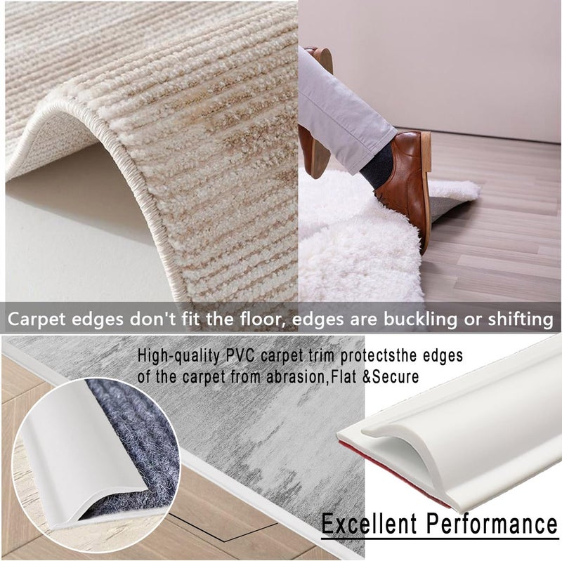 Aetherix Carpet to Tile Transition Strip, Flexible Carpet Edging from Carpet to Tile Floor, Self Adhesive Cuttable Carpet Edge Trim Strip, Flexible Rug Edge Protector for Doorway（Black 24ft） - Image 3