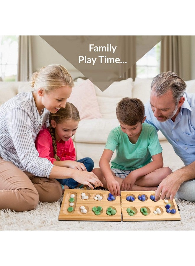 Point Games Solid Wood Deluxe Mancala - Folding Board Game w Metal Latch and Glass Marbles- Portable Strategy Travel Game - Recommended Ages 6+ - Image 5
