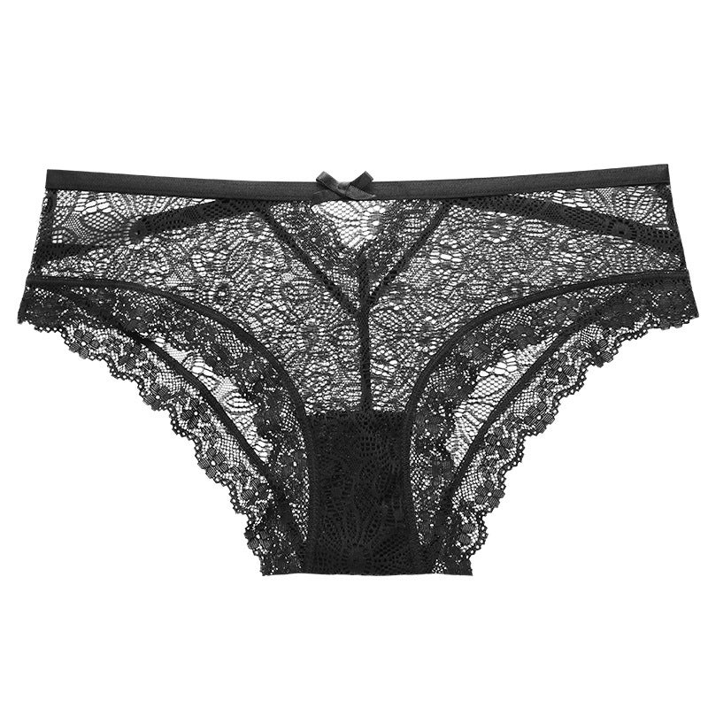 and Low Waist Sexy Breathable Cotton Lace Briefs Traceless Light and Thin Red Strap Girls'' Underwear - Image 1