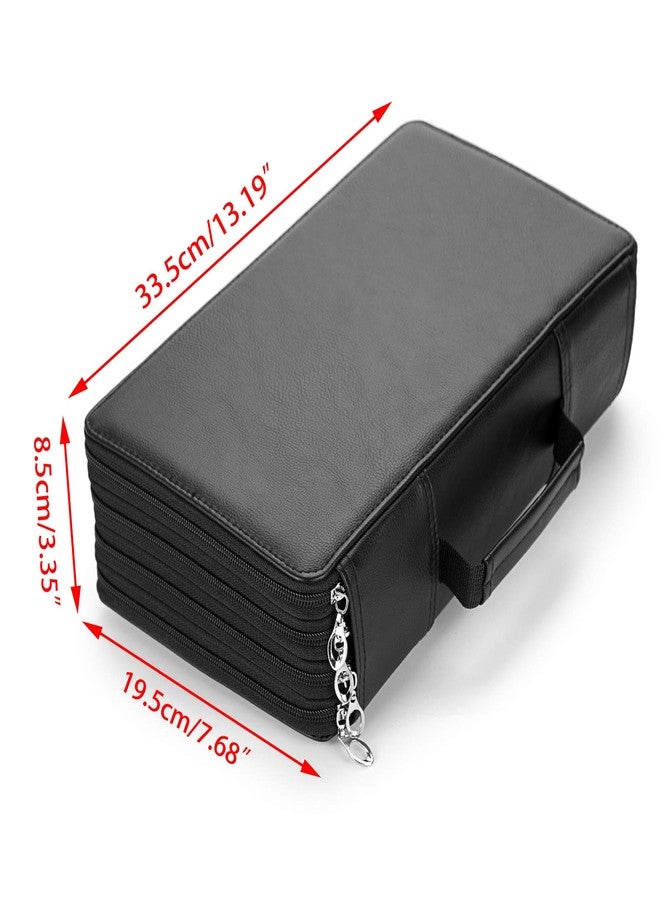 BTSKY 300 Slots Colored Pencil Organizer - Deluxe PU Leather Pencil Case Holder with Handle Strap Pencil Box Large for Colored Pencils Watercolor Pencils Black - Image 5