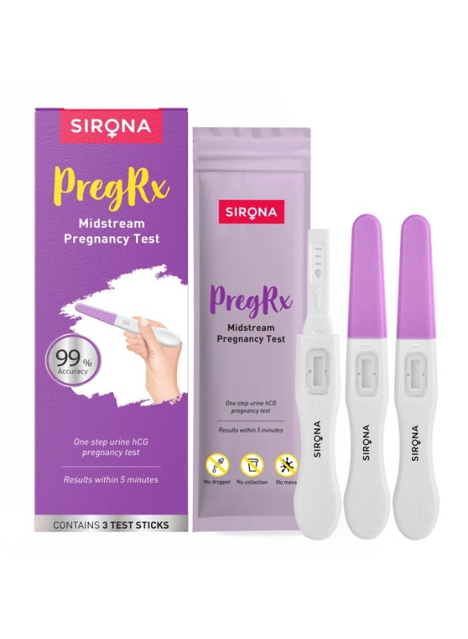 سيرونا جهاز اختبار الحمل Sirona PregRx (عن طريق مجرى البول) - عبوة من 3 قطع - Image 1