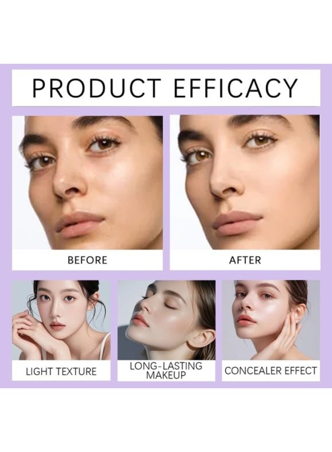 EELHOE Air Cushion Foundation, Serentia Cream Flawless Radiant Skin Instantly, Serenita BB Cream Korean, Weightless Air Dry CC Creams, Glass Skin Korean Coverage Foundation, Moisturizing, Long Lasting Waterproof Matte - Image 3