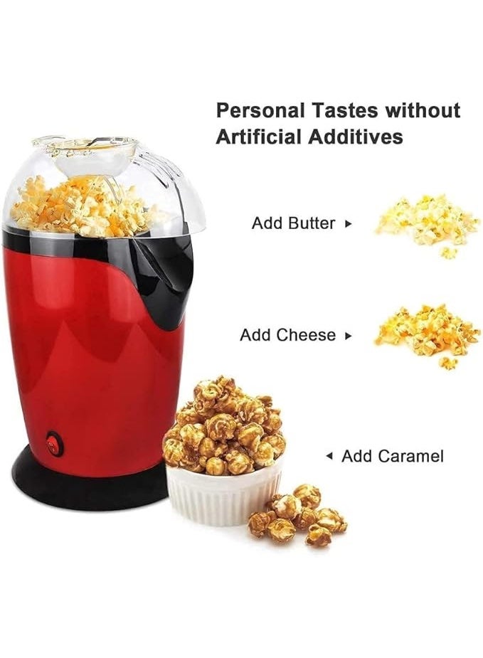 ماكينة صنع الفشار الفورية - ماكينة صنع الفشار والوجبات الخفيفة بالهواء الساخن بدون زيت، مثالية لأمسيات الأفلام والتجمعات العائلية. أحمر - Image 2