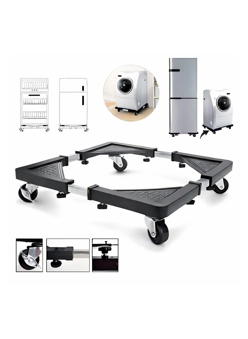 Adjustable Movable Base Stand for Washing Machine, Refrigerator & Appliances | Heavy Duty Metal Frame with Brake Wheels | Anti-Vibration, Anti-Rust & Anti-Moisture Platform – 138 kg Load Capacity - Image 1