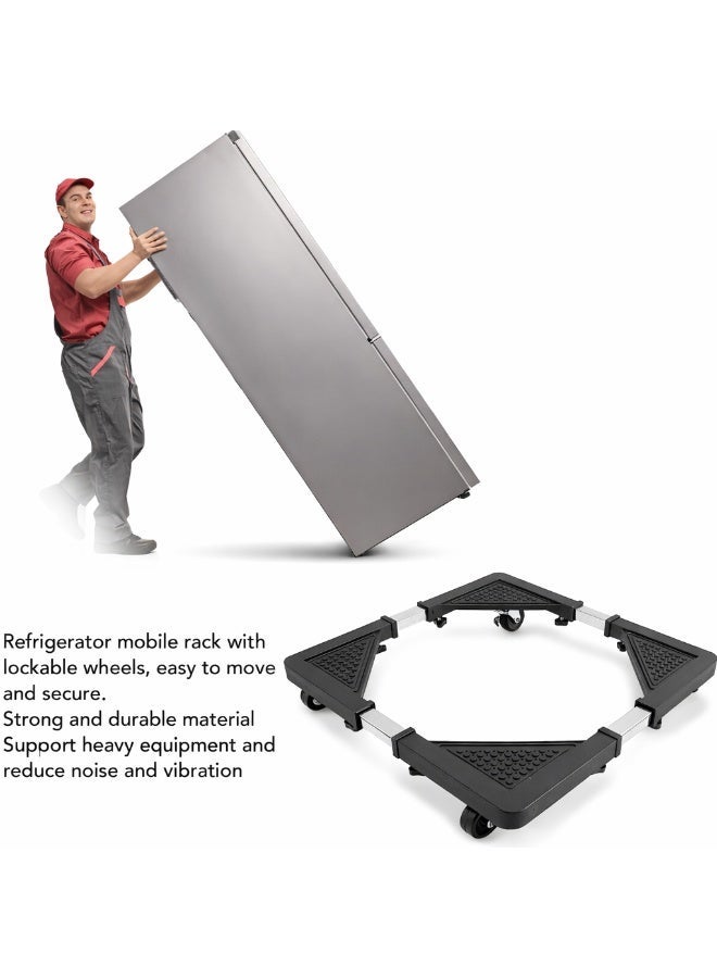 Adjustable Movable Base Stand for Washing Machine, Refrigerator & Appliances | Heavy Duty Metal Frame with Brake Wheels | Anti-Vibration, Anti-Rust & Anti-Moisture Platform – 138 kg Load Capacity - Image 3