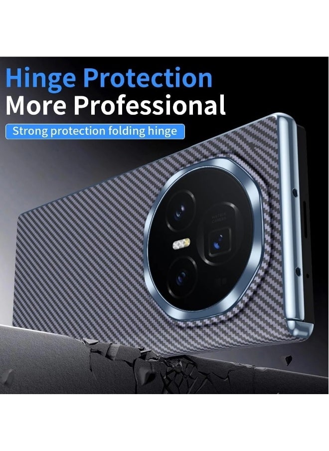Generic - Case Compatible with Honor Magic V3 5G Case, Carbon Fiber Print Case Electroplated Frame Hinge Protection Shockproof Protective Back Cover for Honor Magic V3 - Image 1