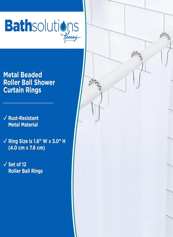 Kenney KN61100 Rust-Resistant Gliding Metal Beaded Shower Curtain Rings for Shower Curtain and Standard Shower Curtain Rod, Bathroom Use, Easy to Install, Set of 12, Chrome - Image 2