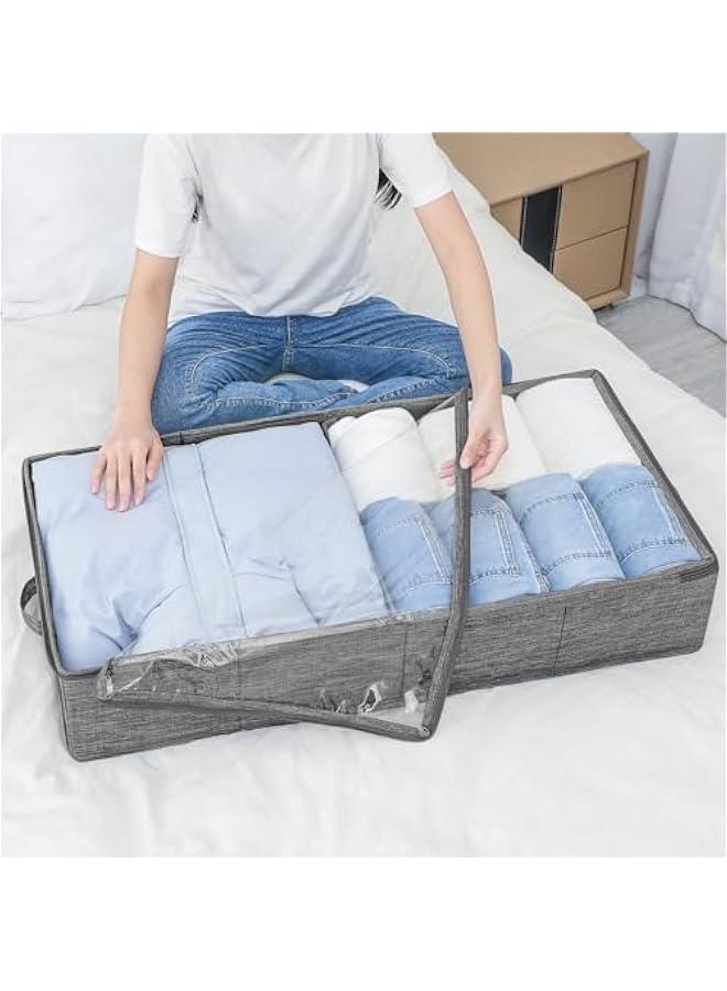 HOOKOR 2 Pack Underbed Storage Container Bins with Lids, Under Bed Storage Organizer with Sturdy Handles Sidewalls Bottom, Foldable Clothes Bag Large (Type B (2 Pack)) - Image 4