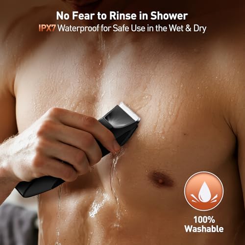 VIKICON مقص الشعر VIKICON 2 في 1 للرجال: ماكينة حلاقة كهربائية كاملة للجسم بدون جروح للمنطقة الحساسة، الكرة، شعر الظهر مع مقص مزدوج الرأس وشفرات ورقية - مجموعة حلاقة مقاومة للماء مع ضوء، قفل سفر وحقيبة - Image 4