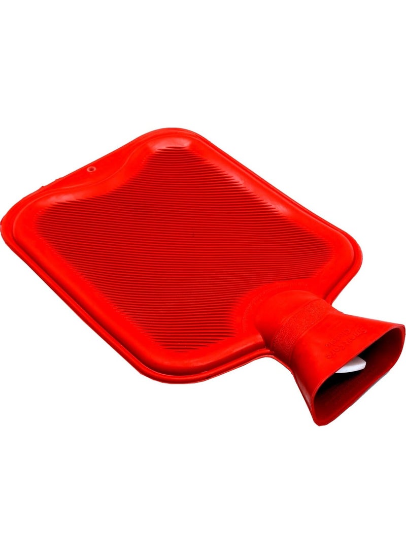 Premium Rubber Hot Water Bottle for Pain Relief - Classic Leak-Proof Design - Effective Heat Therapy for Back Pain, Neck Spasms, and Menstrual Cramps - Red - Image 1