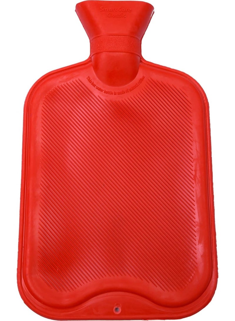 Premium Rubber Hot Water Bottle for Pain Relief - Classic Leak-Proof Design - Effective Heat Therapy for Back Pain, Neck Spasms, and Menstrual Cramps - Red - Image 2