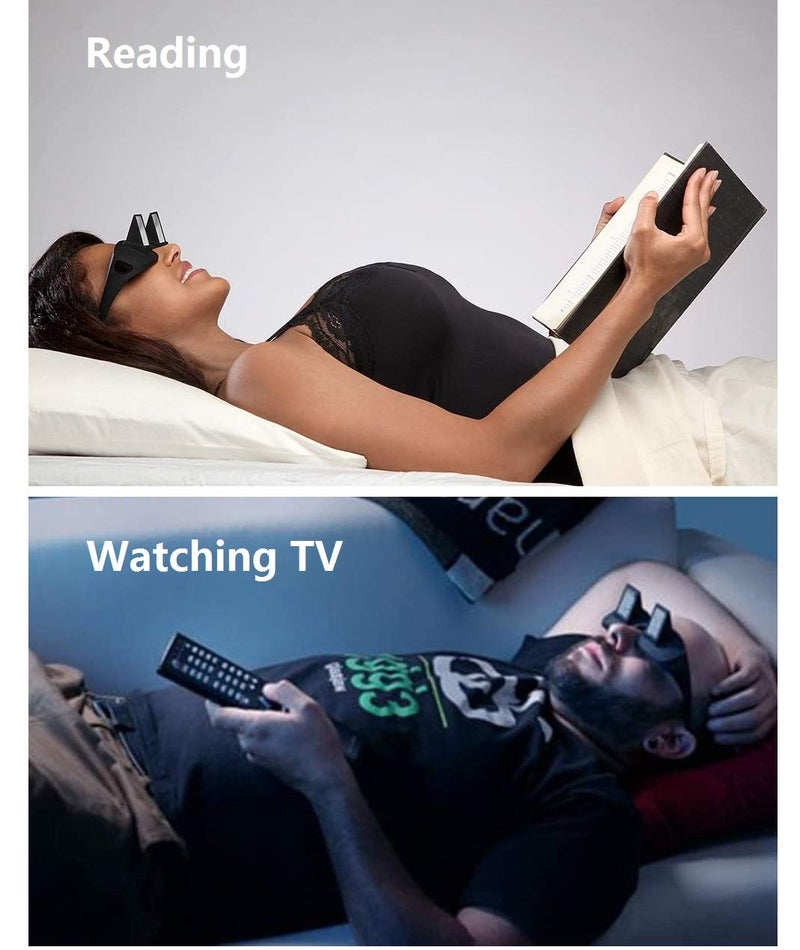 F Flammi Flammi Lazy Glasses Prism Glasses Horizontal Spectacles Lie Down for Reading/Watching TV (Plastic, Black) - Image 4