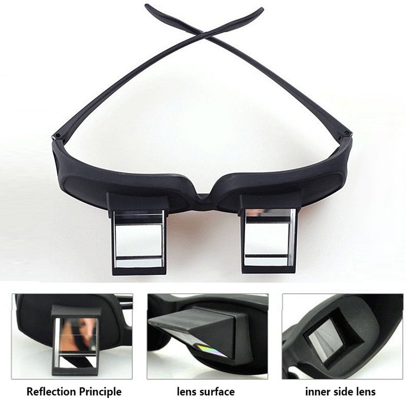 F Flammi Flammi Lazy Glasses Prism Glasses Horizontal Spectacles Lie Down for Reading/Watching TV (Plastic, Black) - Image 3