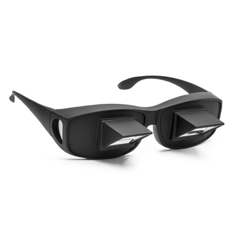 F Flammi Flammi Lazy Glasses Prism Glasses Horizontal Spectacles Lie Down for Reading/Watching TV (Plastic, Black) - Image 1