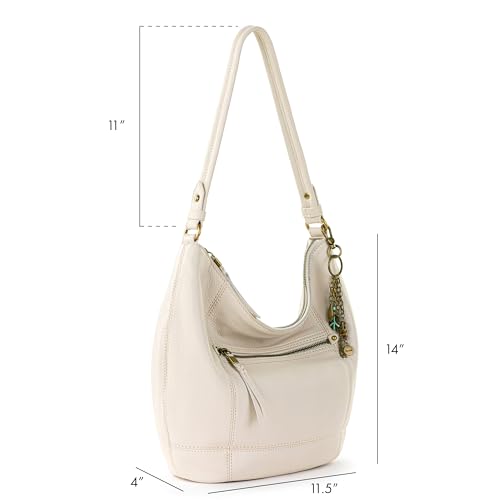 The Sak Sequoia Large Hobo Bag - Premium Leather Women's Handbag for Everyday & Travel - Designer Purse With Shoulder Bag Strap, Zipper Closure and Pockets - Stone - Image 2