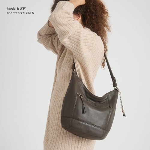 The Sak Sequoia Large Hobo Bag - Premium Leather Women's Handbag for Everyday & Travel - Designer Purse With Shoulder Bag Strap, Zipper Closure and Pockets - Stone - Image 5