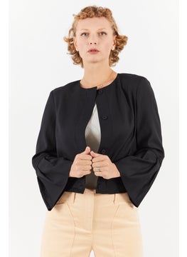 Strenesse Women Regular Fit Solid Long Sleeve Blazer, Black  - Image 1