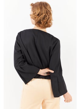 Strenesse Women Regular Fit Solid Long Sleeve Blazer, Black  - Image 2