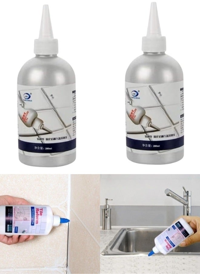 2 قطع حشو فراغات بلاط السيراميك، باللون الأبيض، بحجم 150 مل - Image 1