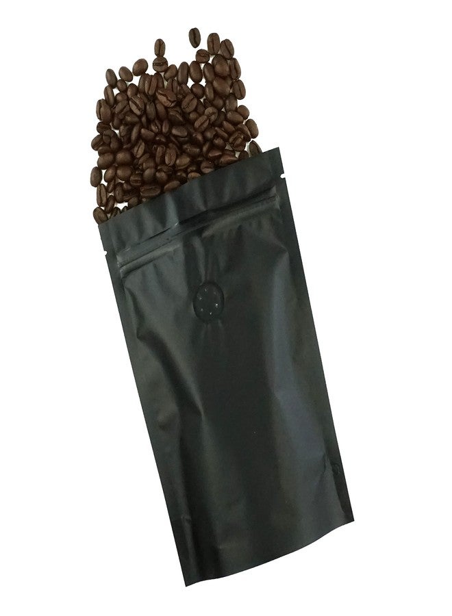 QQ Studio Foil Coffee Packaging Bags with Zipper and Degassing Valve for Whole and Ground Coffee (Black, 4oz (Pack of 50 Bags)) - Image 1