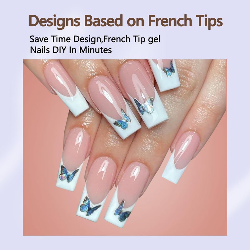 Misssix French Gel Nail Tips, 240Pcs French Tip Press on Nails Long Square Brown, No Need to File 3 in 1 Tips Pre-lasting, Fake Nails for Nail Art DIY 15 Sizes - Image 3