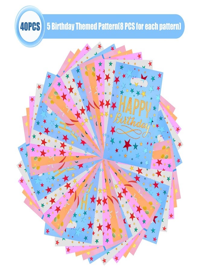 GOMANCHE 40-Pack Happy Birthday Party Favor Bags 9.4 x 6.3 Inch - Colorful Reusable Goodie Gift Bags for Kids, Girls & Boys Birthday Parties, Baby Showers & Special Events - Image 4