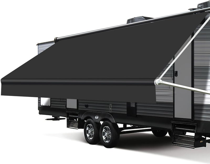 Xenjum RV Awning Fabric Replacement 185oz HeavyDuty Weatherproof Vinyl Camper Awning Replacement Universal Outdoor Canopy for RV Motorhome Trailer Awnings Black 16Fabric 152 - Image 3