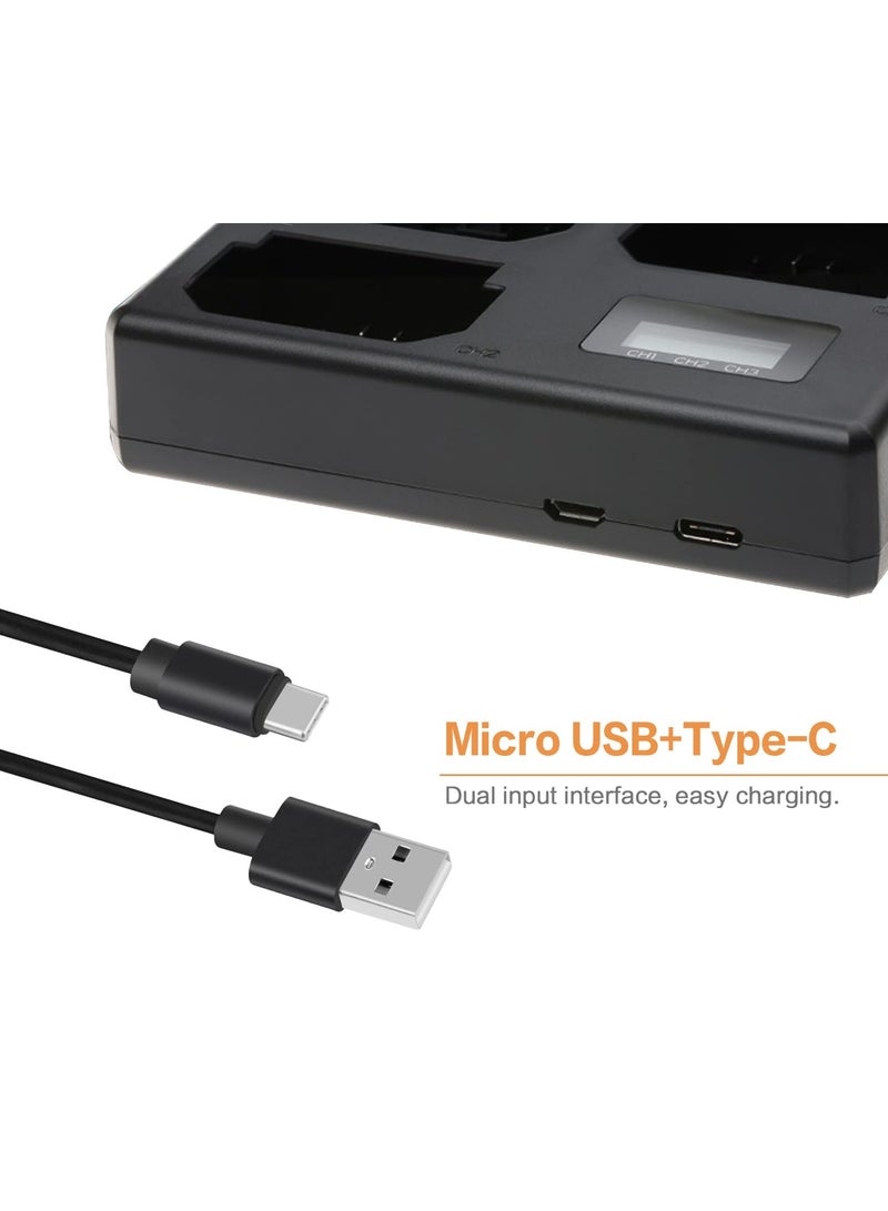 KASTWAVE Triple Charger for Sony NP-FZ100 Battery, 8.4V/850mA, Compatible with Sony A7III, A7SIII, A9, A9S Cameras, with LCD Display, Support Type-C and Micro USB, Sony a7iii Battery Charger - Image 3