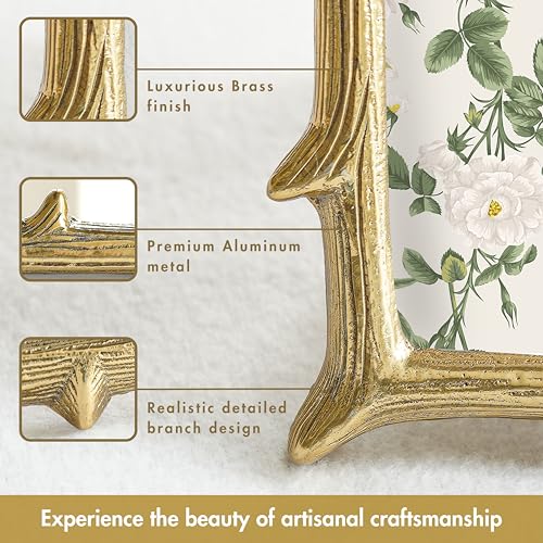BEHOMA Golden Elegant Metal Twig Designer Table Top Photo Frame - Perfect for Home Decor, Table Decor | Best Gift for home decor, Birthday, Anniversary | (4x6 Inches) & (6x8 Inches) Set of 2 - Image 2