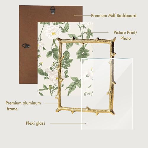 BEHOMA Golden Elegant Metal Twig Designer Table Top Photo Frame - Perfect for Home Decor, Table Decor | Best Gift for home decor, Birthday, Anniversary | (4x6 Inches) & (6x8 Inches) Set of 2 - Image 4