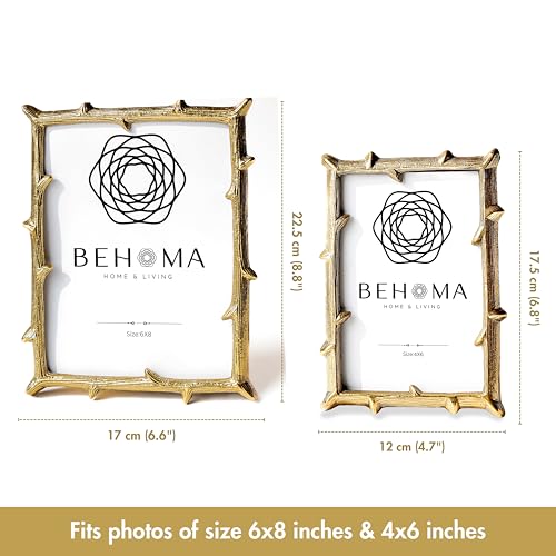 BEHOMA Golden Elegant Metal Twig Designer Table Top Photo Frame - Perfect for Home Decor, Table Decor | Best Gift for home decor, Birthday, Anniversary | (4x6 Inches) & (6x8 Inches) Set of 2 - Image 5