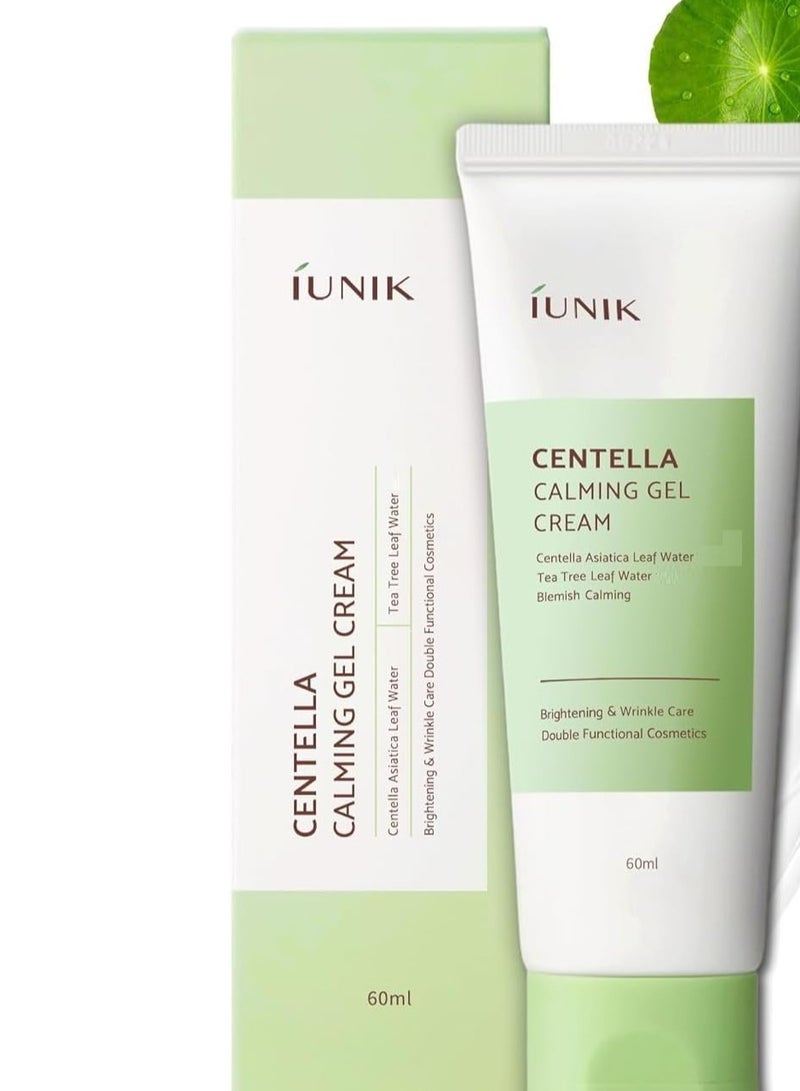 iUNIK Centella Calming Gel Cream Vegan Non-Sticky Face Moisturizer Acne-prone Sensitive Oily Dry Skin Hydrating Plant-based - Centella 70% Tea Tree Water 10% Rosacea Breakout Blemish Korean Skincare - Image 1