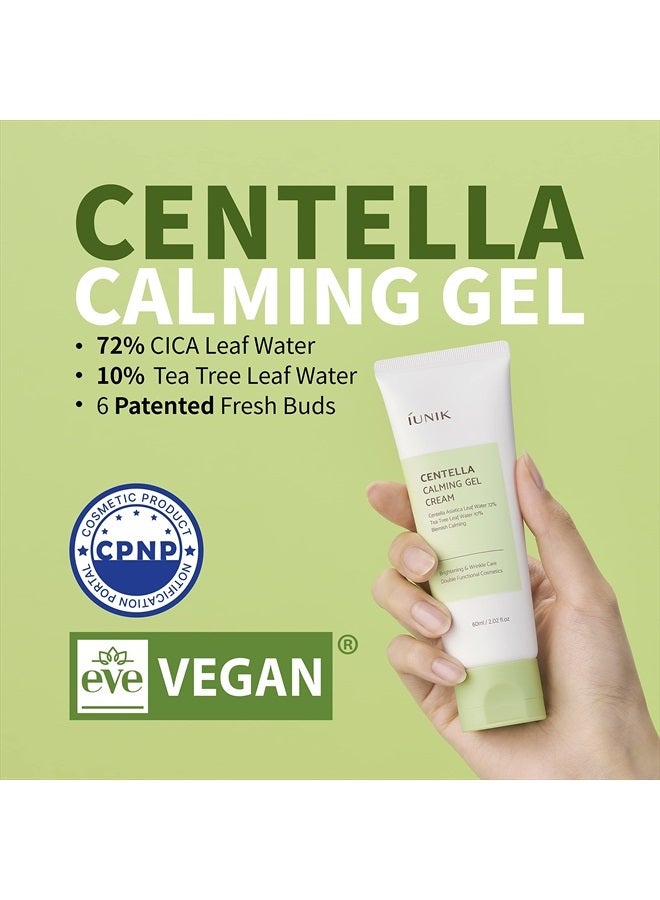 iUNIK Centella Calming Gel Cream Vegan Non-Sticky Face Moisturizer Acne-prone Sensitive Oily Dry Skin Hydrating Plant-based - Centella 70% Tea Tree Water 10% Rosacea Breakout Blemish Korean Skincare - Image 2