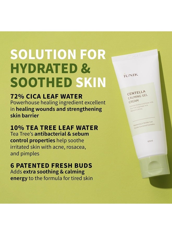 iUNIK Centella Calming Gel Cream Vegan Non-Sticky Face Moisturizer Acne-prone Sensitive Oily Dry Skin Hydrating Plant-based - Centella 70% Tea Tree Water 10% Rosacea Breakout Blemish Korean Skincare - Image 3