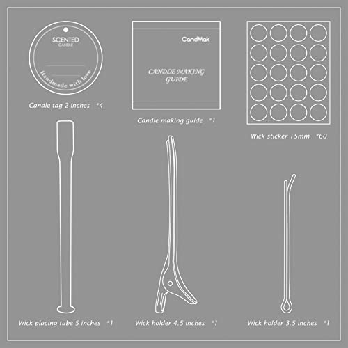CandMak Candle Wick Kit - 60 Cotton Wicks with Candle Making Tools (Thin 4"+6"+8") - Image 3