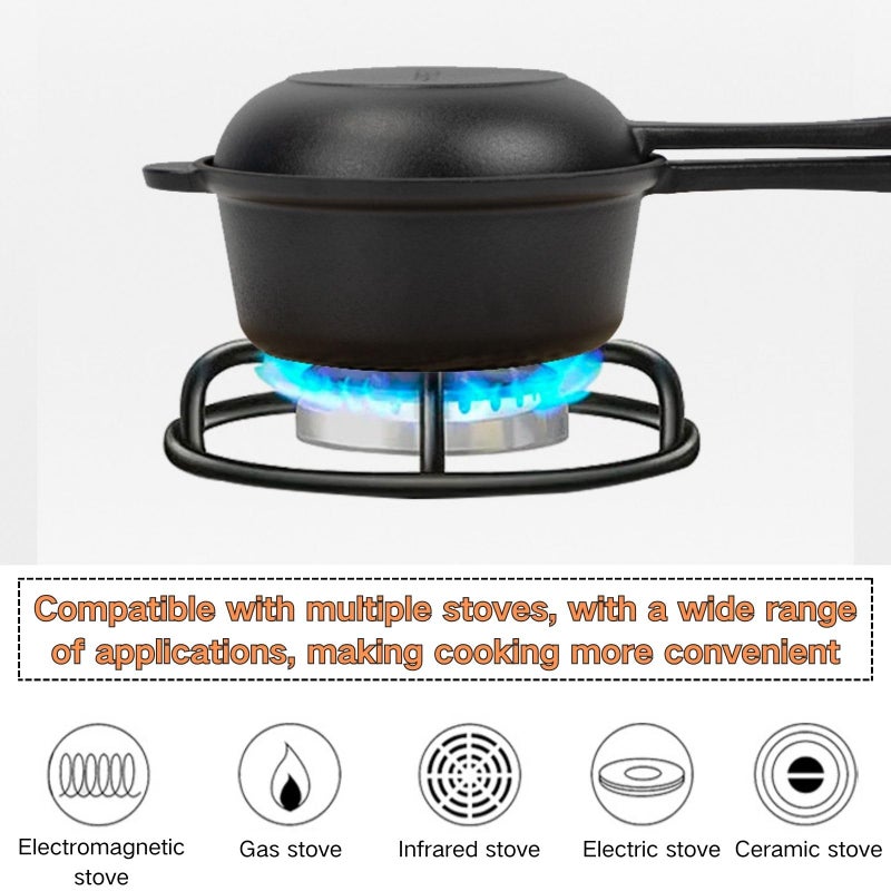 bangminda 1.6 Quart Cast Iron Pot, Cast Iron Saucepan, 2-in-1 Pre-Seasoned Cast Iron Dutch Oven Pot Set with 6.5Inch Frying Cast iron skillet, Camping Cookware & Sauce Pan for Indoor & Outdoor Recipes - Image 4