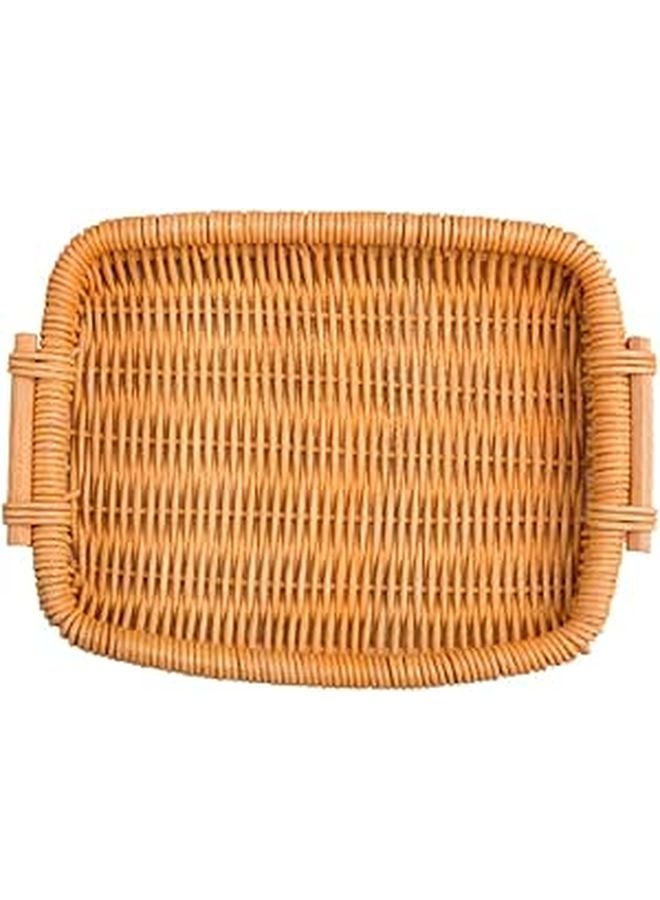 Woven Rattan Bread Basket Rectangular Storage Organizer Kitchen Dining Use - Image 1
