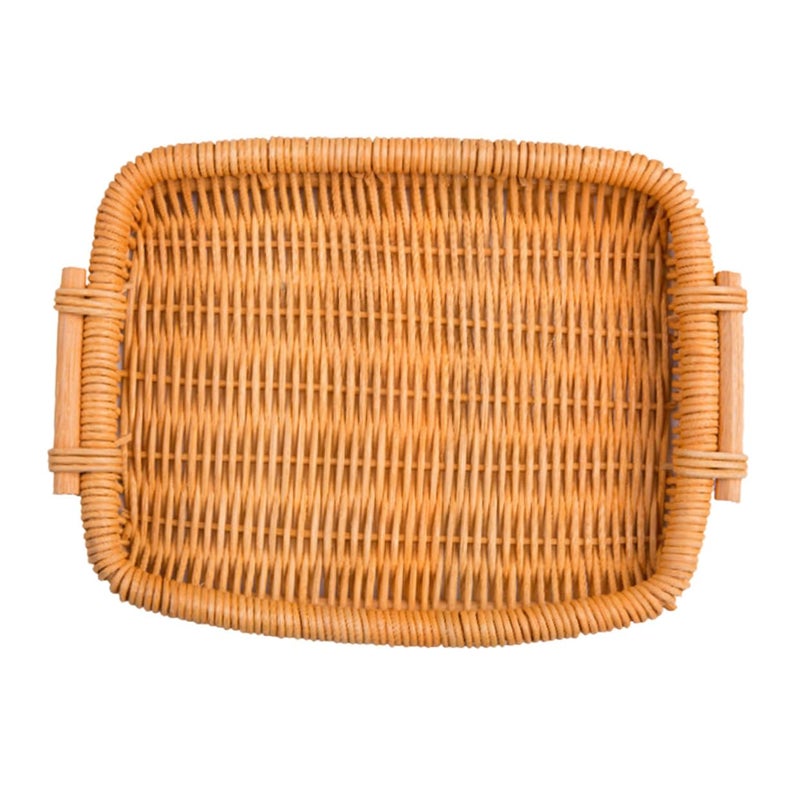 Woven Rattan Bread Basket Rectangular Storage Organizer Kitchen Dining Use - Image 2