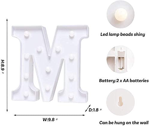 Balloonistics Warm White LED Marquee Alphabet M Light - 9-Inch Cordless Battery-Operated Night Light - Standing Letter Sign for Personalized Decor, Birthdays, Weddings & Home (Alphabet M) - Image 4